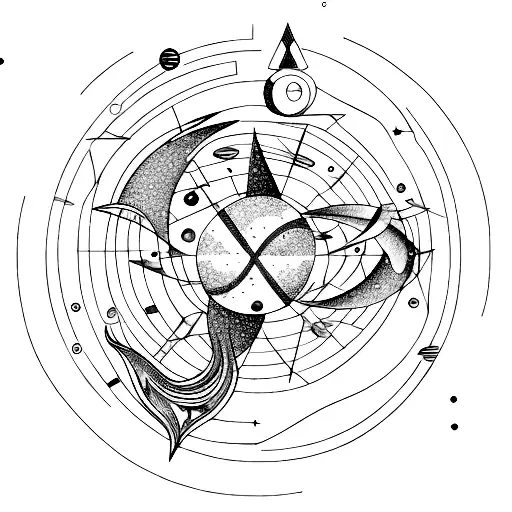 Pisces Constellation Merged With A Saturn Symbol