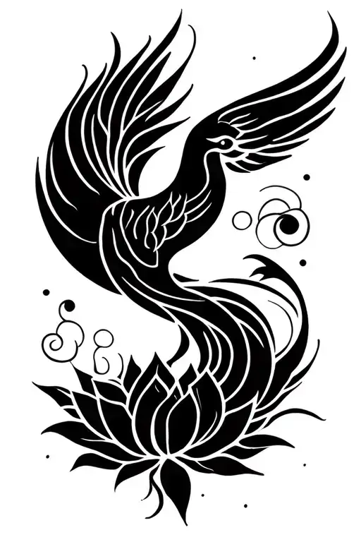 Feminine Whimsical Lotus Phoenix Rising