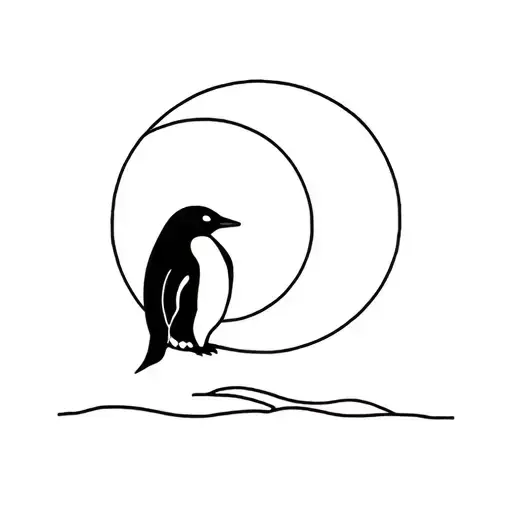 Just A Penguin And A Moon Without Landscape