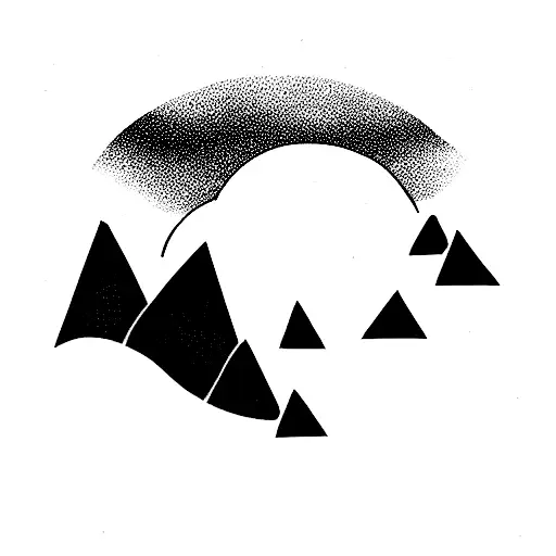 Thin Line Minimalist Mountain With Flower On Top