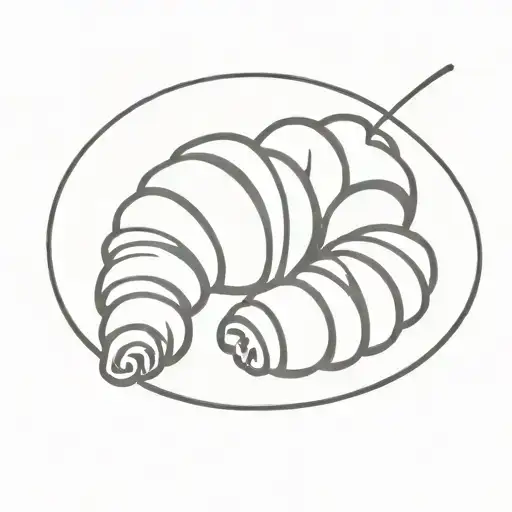 Croissant On A Plate Black And White Line