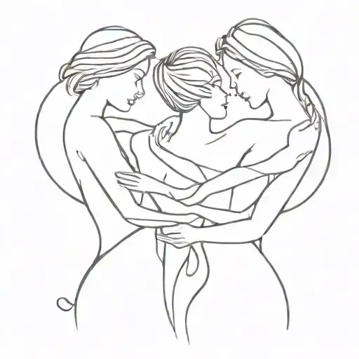 Mother And Two Daughters Connected For Life Intertwined