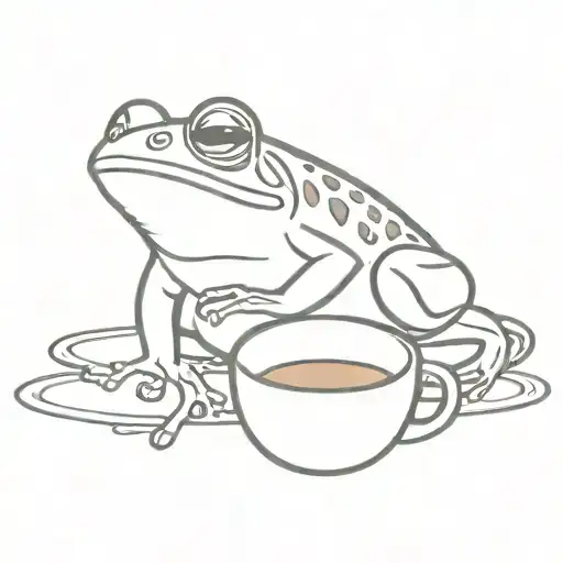 Frog Drinking Coffee