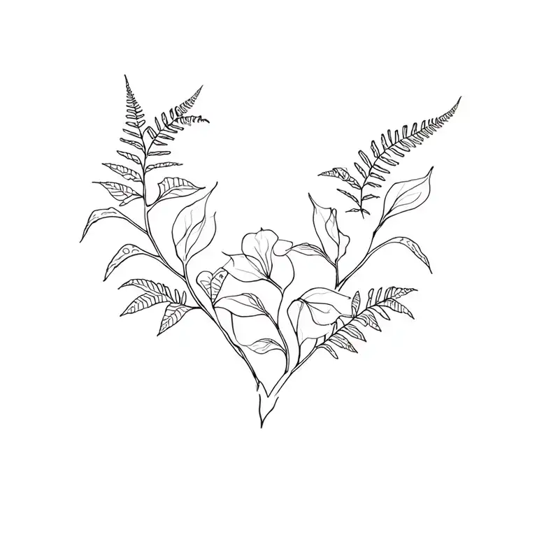 Dogwood With Some Mixed Ferns