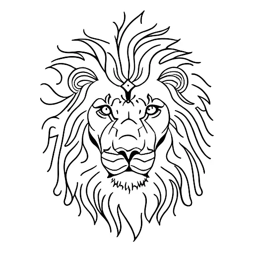 A Minimalist Lion Roaring Against A Backdrop Of A Clock Face