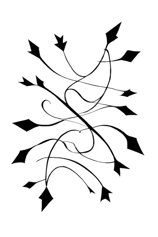 Eight Long Curving And Twisting Thin Arrows Pointing In Random Directions