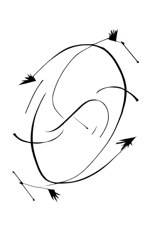 Four Long Curving And Twisting Thin Arrows Pointing In Random Directions