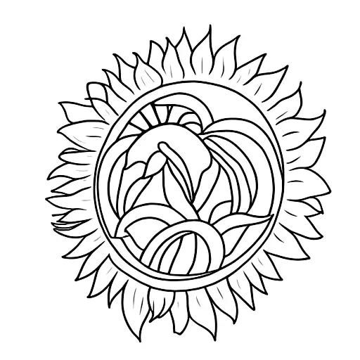 Sunflower And Wheat Crossed Like X