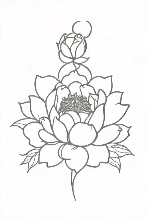 One Bloomed Peony Flower Intertwined With Heart