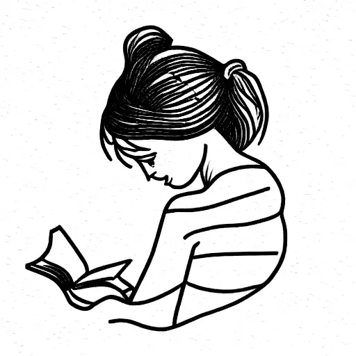 Outline Of Girl Reading Little Women Book