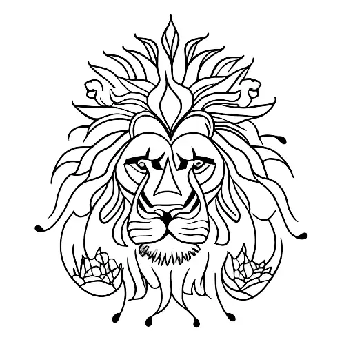 Lion With Skull And Flowers
