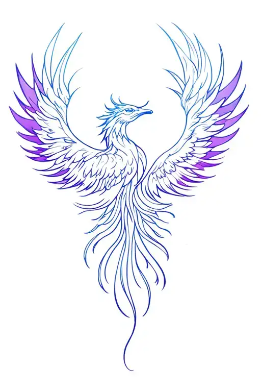 Feminine Blue And Purple Phoenix Rising