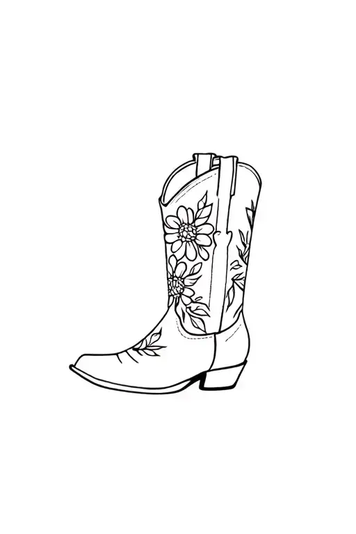Sing Cowboy Boot With Flowers