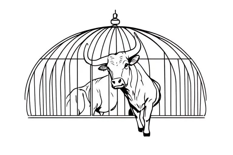 Bull Inside A Cage