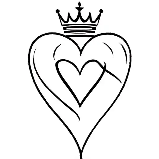 Heart Outline With Crown Single Line Men Strong Bond With Their