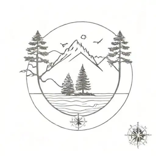 Compass Sea Mountain Tree Of