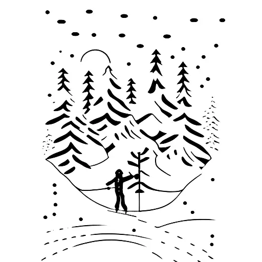 Skier In Snowy Forest
