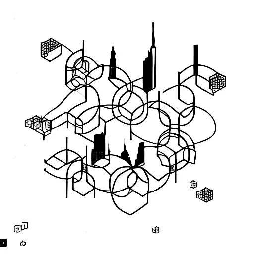 An Abstract City Skyline Made Up Of Interconnected Hexagons