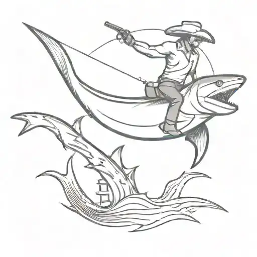 Cowboy Riding A Thresher Shark