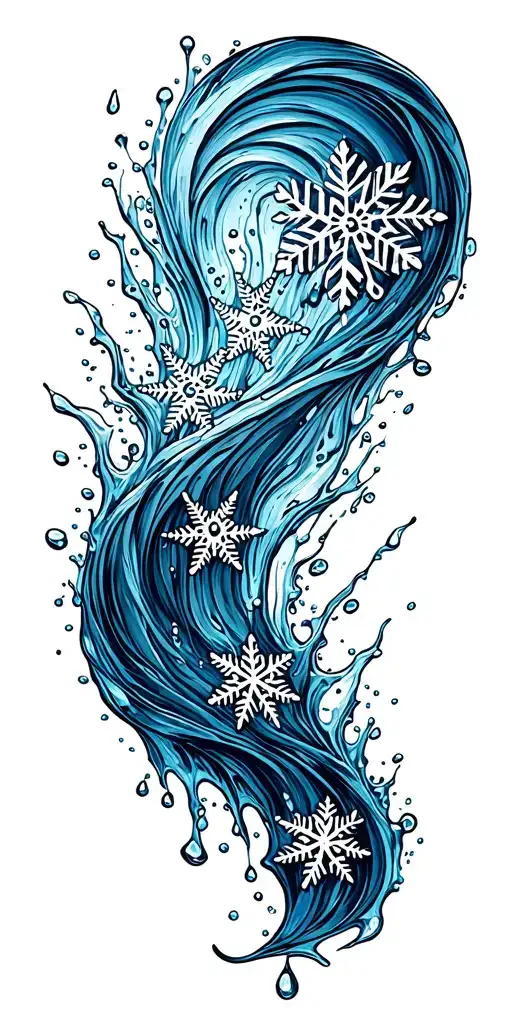 A Snowflake Melting Into Water Droplets Cascading Threw A Stars