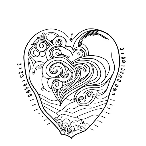 Handpoke Tattoo Of A Heartbeat Line Forming The Shape Of A Heart