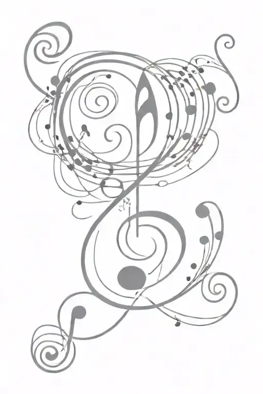 A Minimalist Tattoo Design Of A Music Note With A Trail Of Happiness Symbols Flowing From It