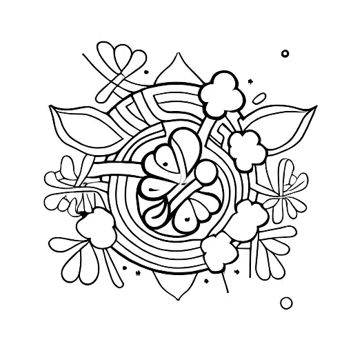 A Minimalist Tattoo Of A Four-leaf Clover With A Small Astronaut Sitting On One Of The Leaves