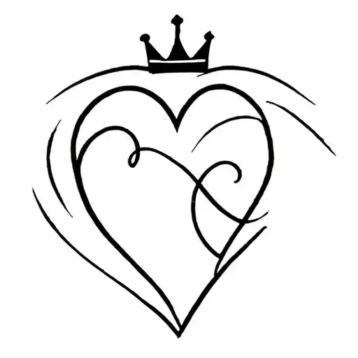 Heart Outline With Crown Single Line Men Strong