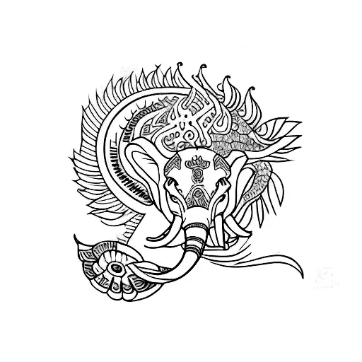 Arm Band Tattoo Simple Design With Elephant And Peacock