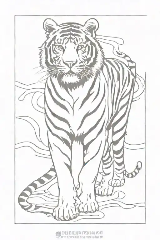 Tiger Full Body Drawing Style