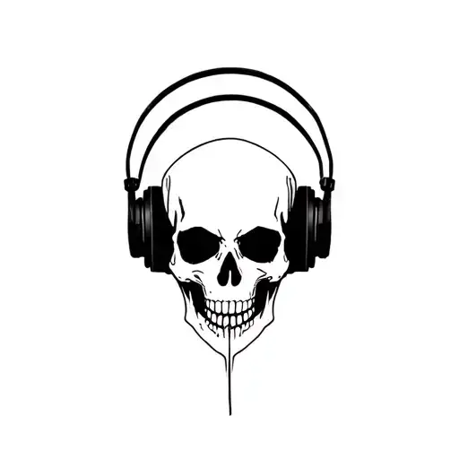 A Minimalist Design Of Headphones Intertwined With A Skull