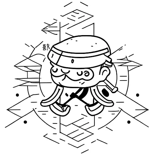 Create A Minimalist Tattoo Depicting Gojo Satoru Engaging In A Sport