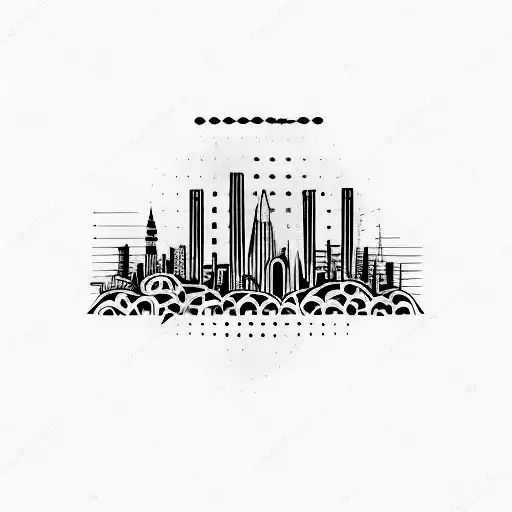 A Minimalist Tattoo Of Barcelona Skyline With Soundwaves Of Deep House Music Incorporated