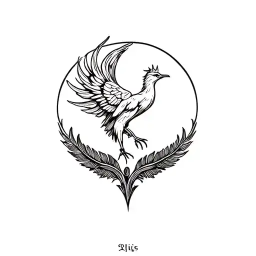 Aquarius Zodiac Sign With Phoenix Minimalist Tattoo Design