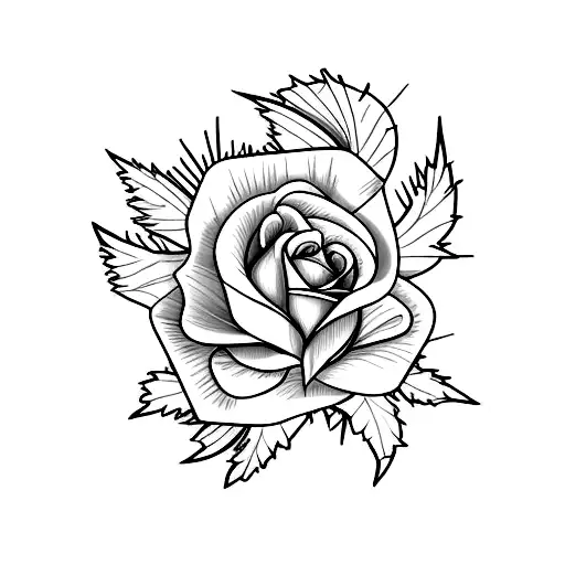 Fine Line Rose And Thistle Crossover At The Stem