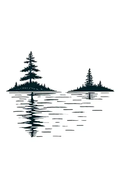 Pine Tree And Water