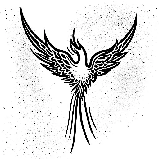 Phoenix Coming Out Of Ash With Flower Petals Around It