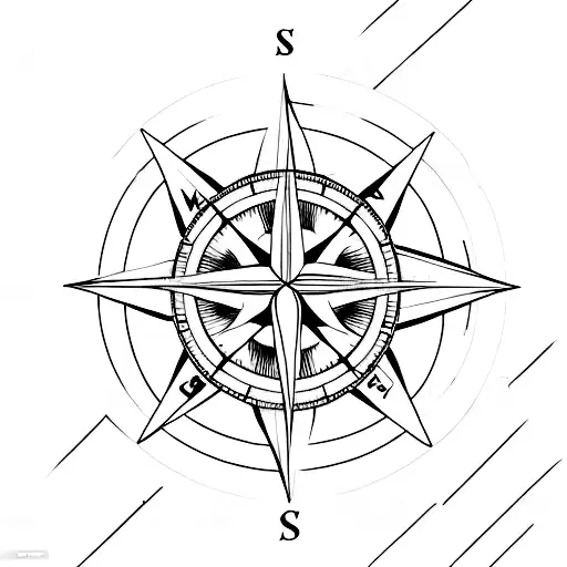 A Minimalist Tattoo Of A Compass With Lines Of Poetry Surrounding It
