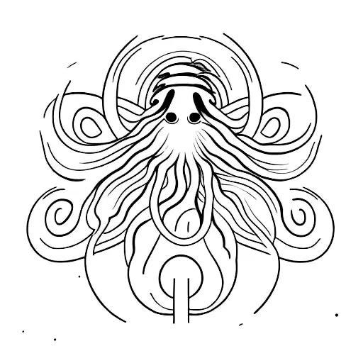 A Minimalist Tattoo Of The Phases Of The Moon Forming The Shape Of An Octopus