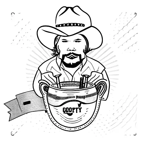 A Cowboy Riding A Beer Bottle With Toby Keith Lyrics As The Background