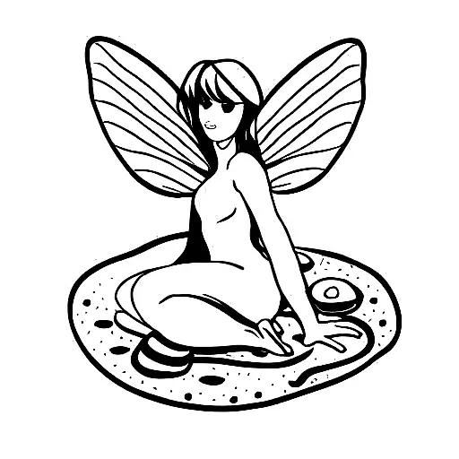 Fairy Lying On A Mushrooms