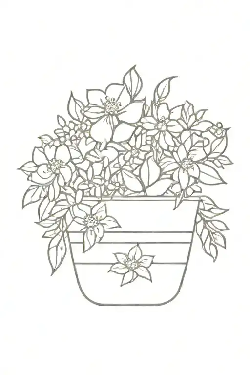 Flower Pot With 5 Birth Flower Bouquet
