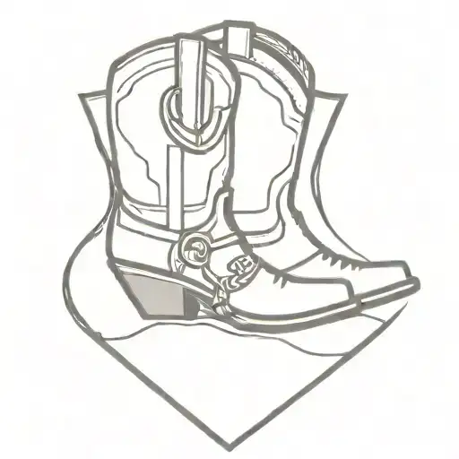 A Minimalist Tattoo Of A Police Badge With A Cowboy Boot And Spurs Hanging Off Of It