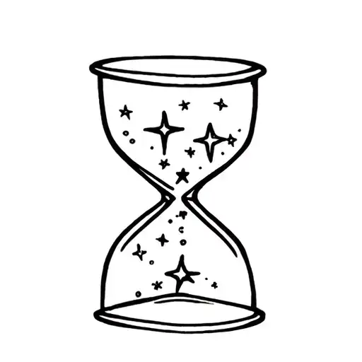 Tattoo Of A Small Hourglass With Stars Inside Of It