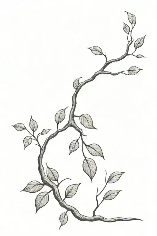 New Branch With Leaves Growing On An Old Tree