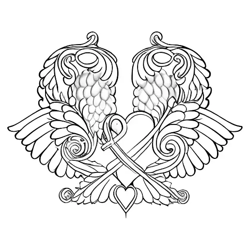 A Heart-shaped Lock With Angel Wings Symbolizing Sensuality And Love