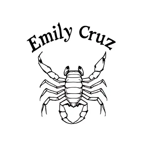 Scorpion With The Name Emily Cruz In Cursive Writing