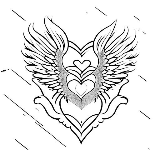 A Sensual Silhouette With Angel Wings Embracing A Heart