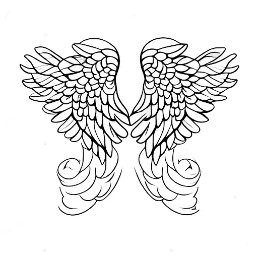 A Pair Of Angel Wings Shaped Like A Heart