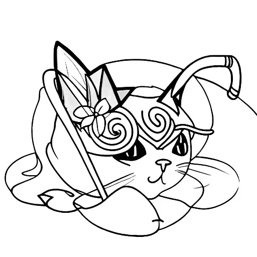 Martini Glass With Cat Ears And Tail